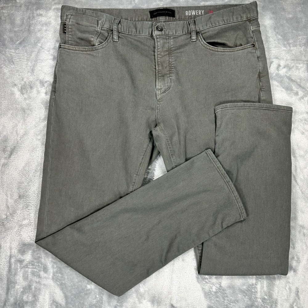 John Varvatos Star USA Bowery Jeans Mens 38 Olive Gray Slim Straight Stretch